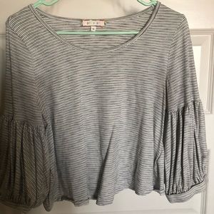 Black and white striped 3/4 length shirt